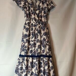 Maurices Blue and Cream Floral Midi Dress